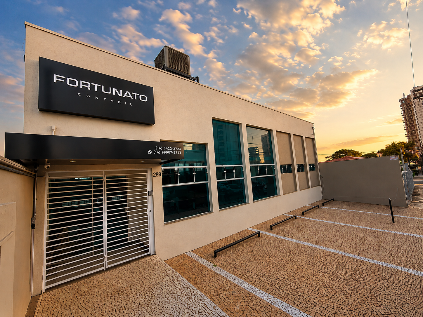 Fachada do escritório da Fortunato Contábil na R. Pres. Vargas, 289, em Marília-SP